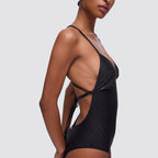 Costume intero donna stampa zebra con laccetti