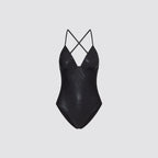Costume intero donna stampa zebra con laccetti