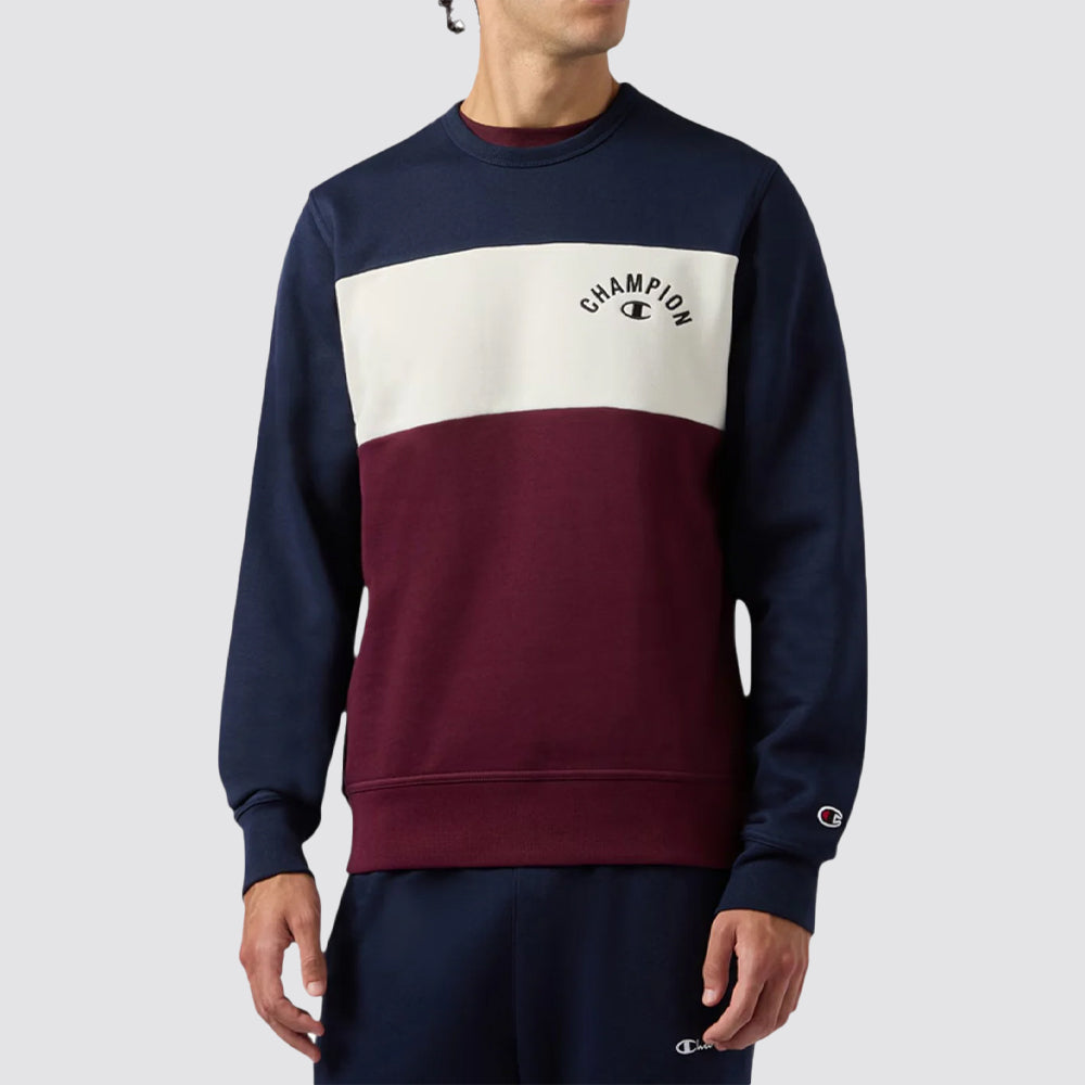 Felpa uomo girocollo color block