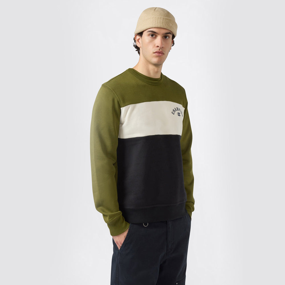 Felpa uomo girocollo color block