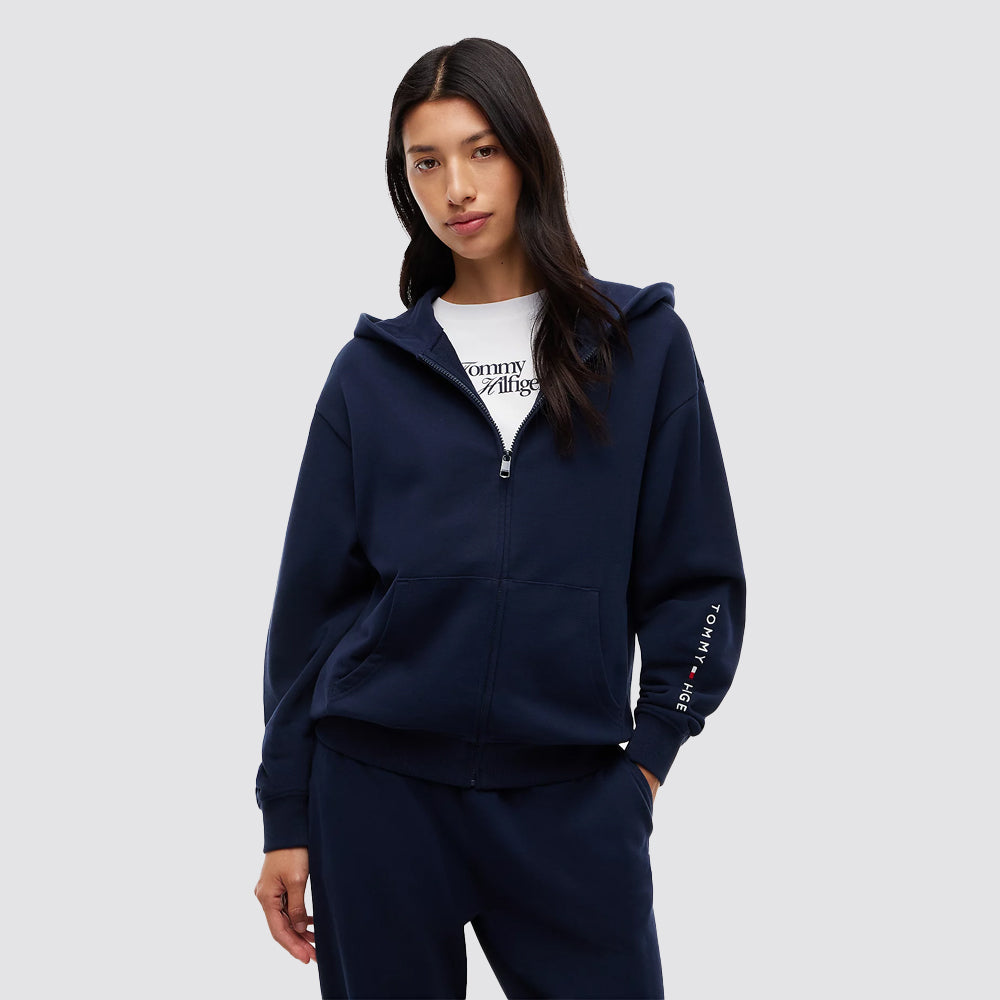 Felpa con cappuccio e zip donna tommy hilfiger relaxed fit