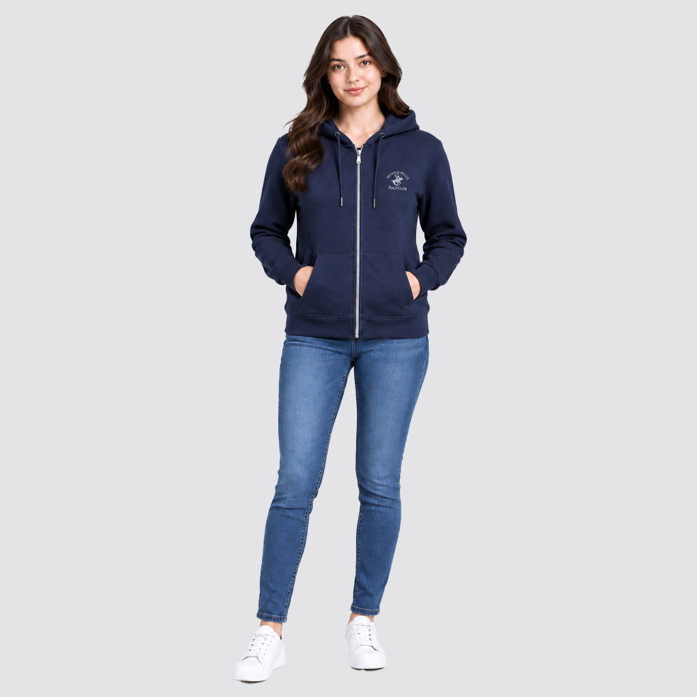 Felpa donna full zip con cappuccio beverly hills polo club