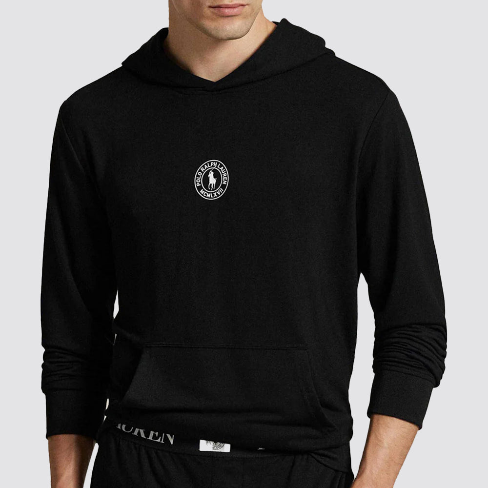 Felpa uomo cappuccio tasca marsupio logo ricamato