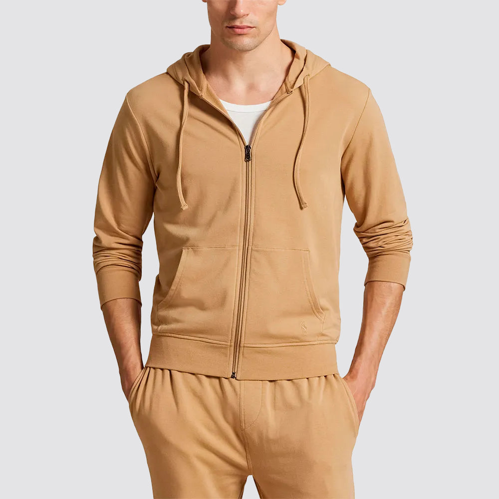 Felpa uomo cappuccio zip intera logo ricamato