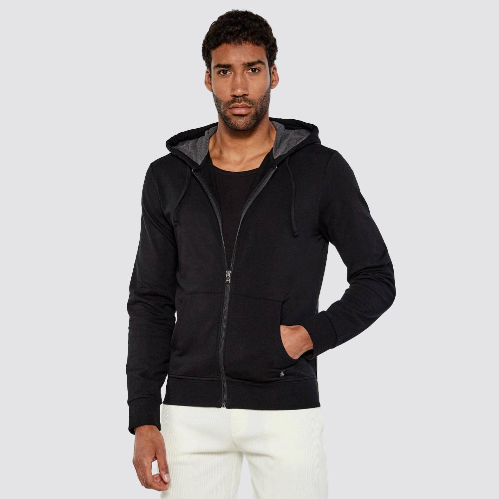 Felpa uomo cappuccio zip intera logo ricamato