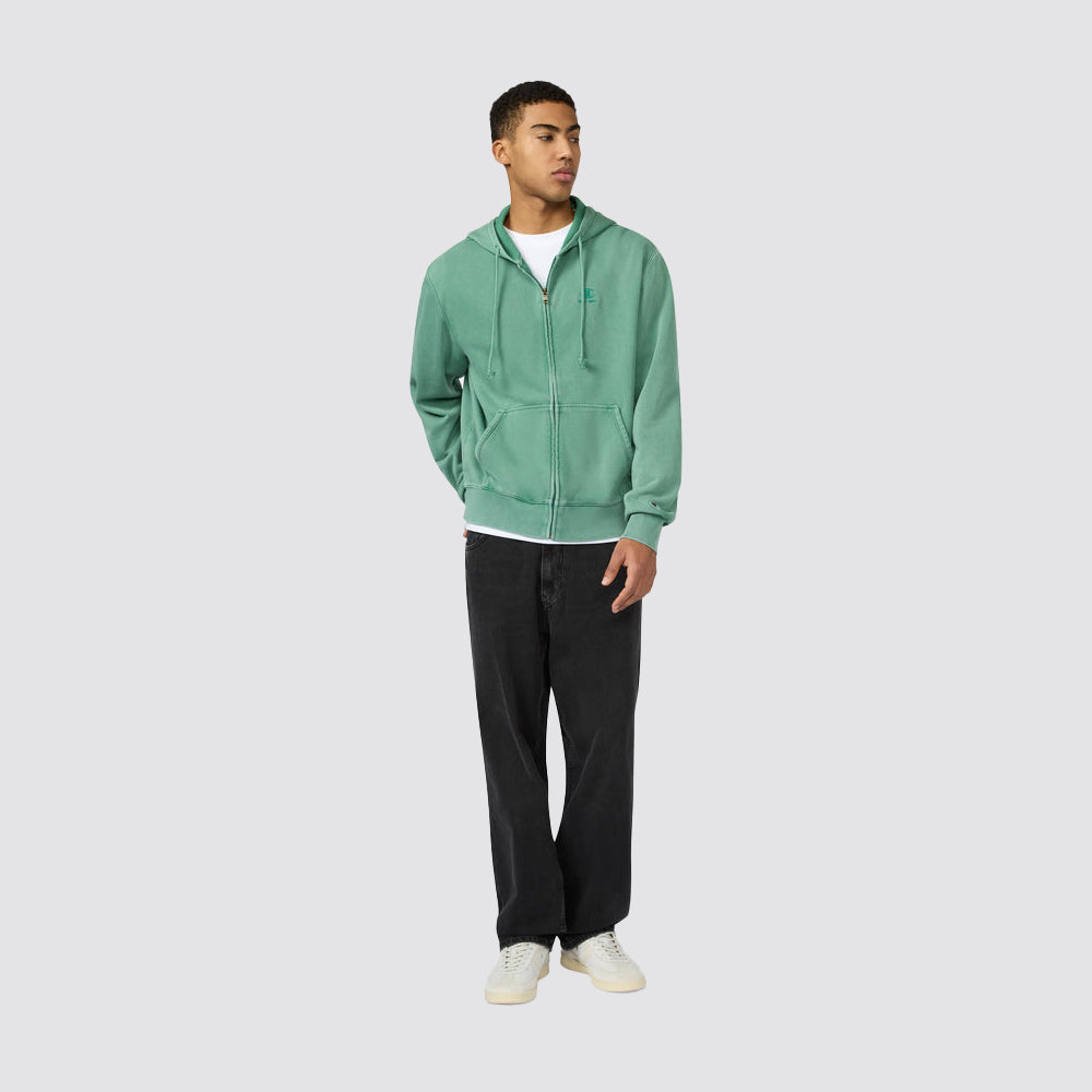 Felpa uomo con cappuccio full zip logo ricamato
