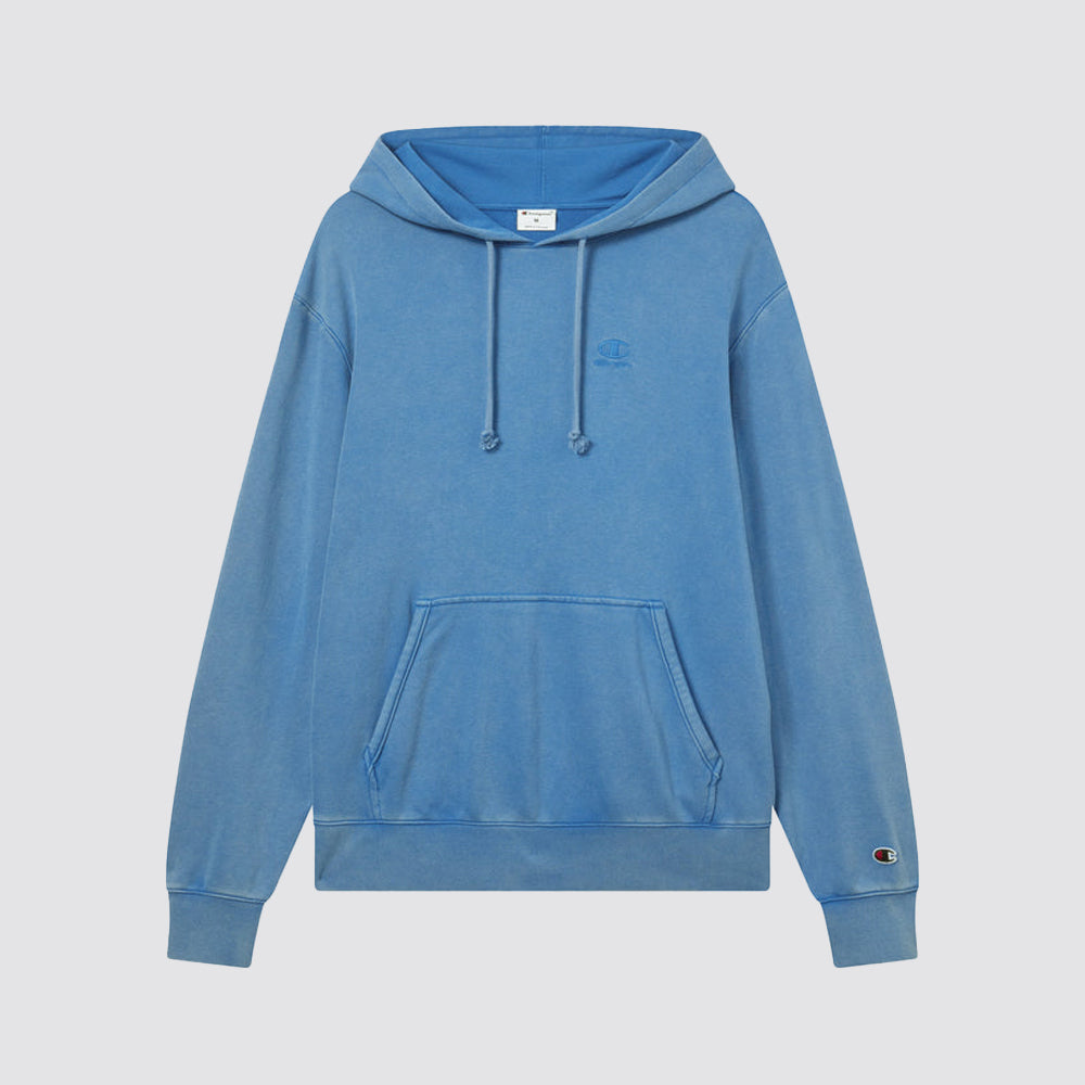 Felpa uomo con cappuccio logo ricamato effetto slavato
