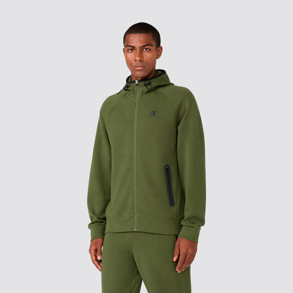 Felpa uomo full zip e cappuccio in c-tech