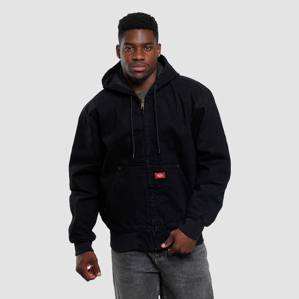 Giubbotto uomo dickies hilham denim con cappuccio nero