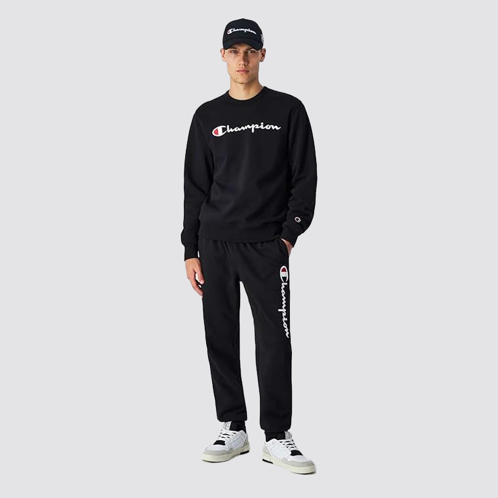 Joggers uomo con polsini a coste e logo grande