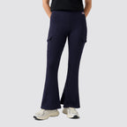 Leggings donna cargo flare con tasche laterali