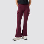 Leggings donna cargo flare con tasche laterali
