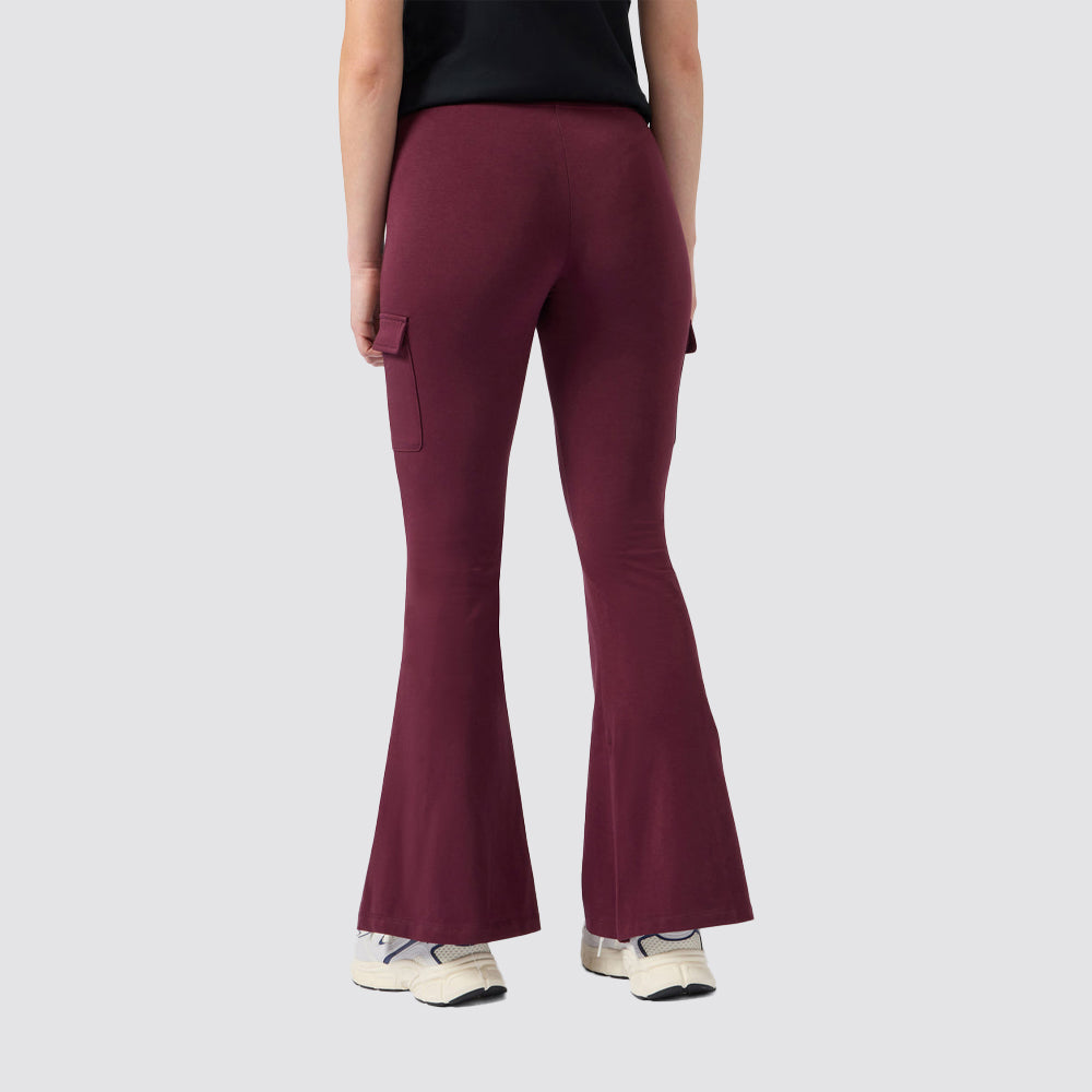 Leggings donna cargo flare con tasche laterali