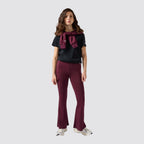 Leggings donna cargo flare con tasche laterali