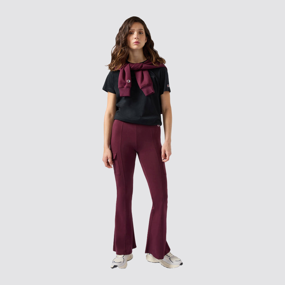 Leggings donna cargo flare con tasche laterali