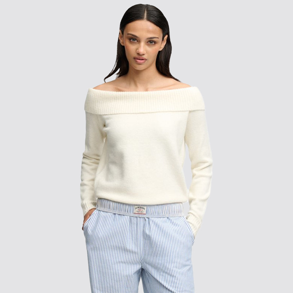 Maglione bardot superdry donna in misto lana