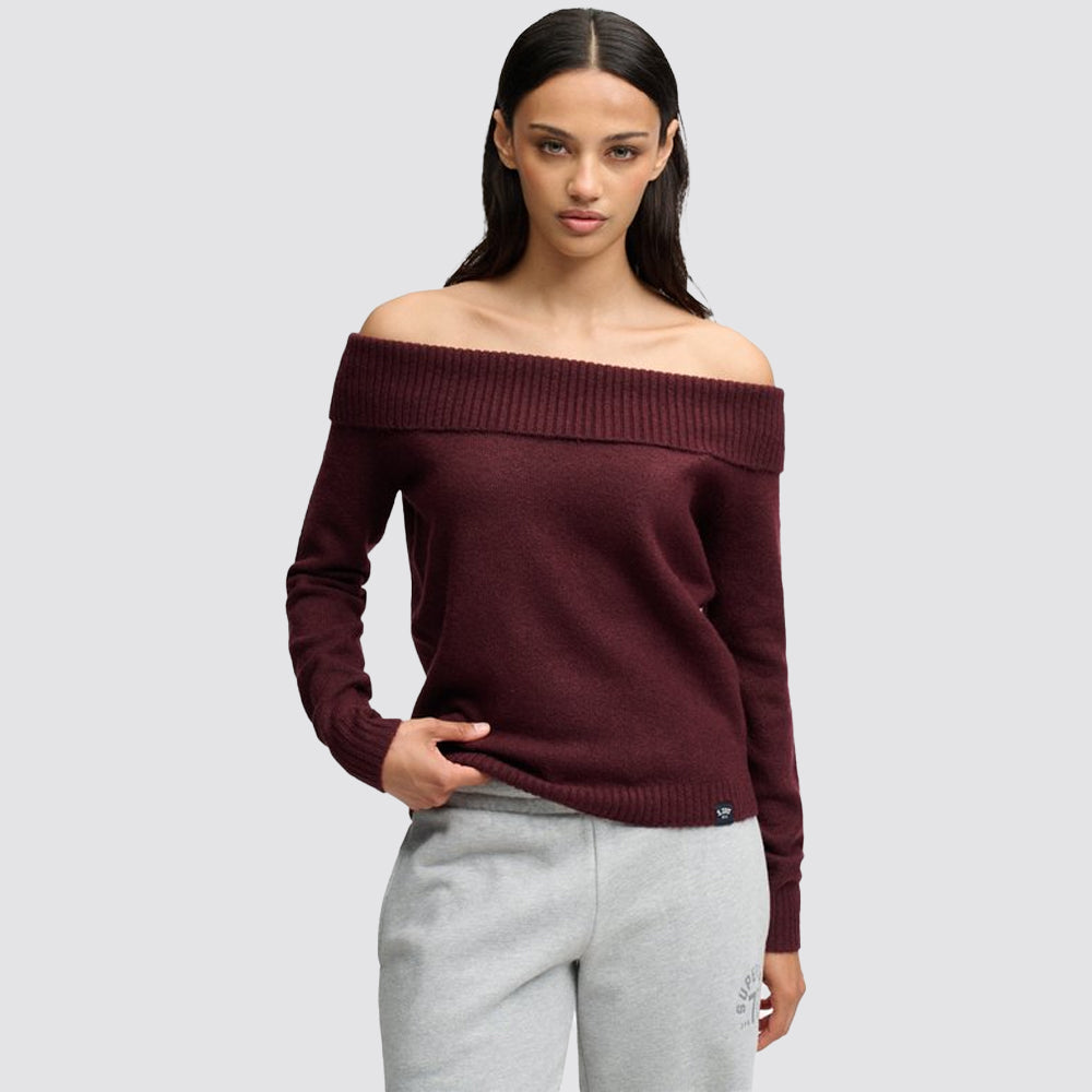 Maglione bardot superdry donna in misto lana