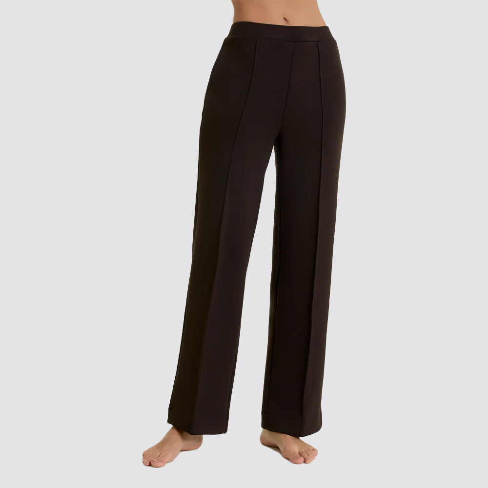 Pantalone donna ragno ampio con tasche in tessuto scuba