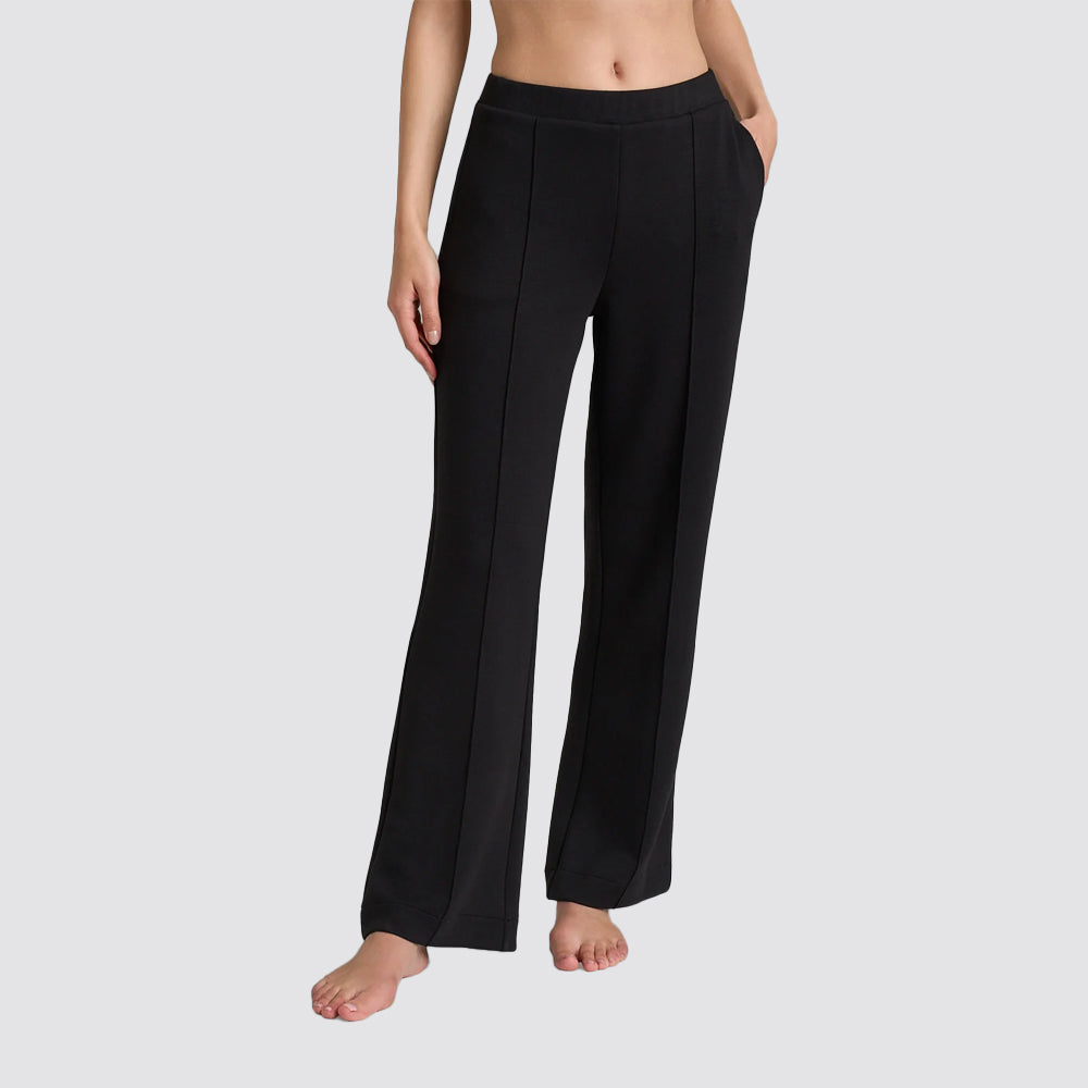 Pantalone donna ragno ampio con tasche in tessuto scuba