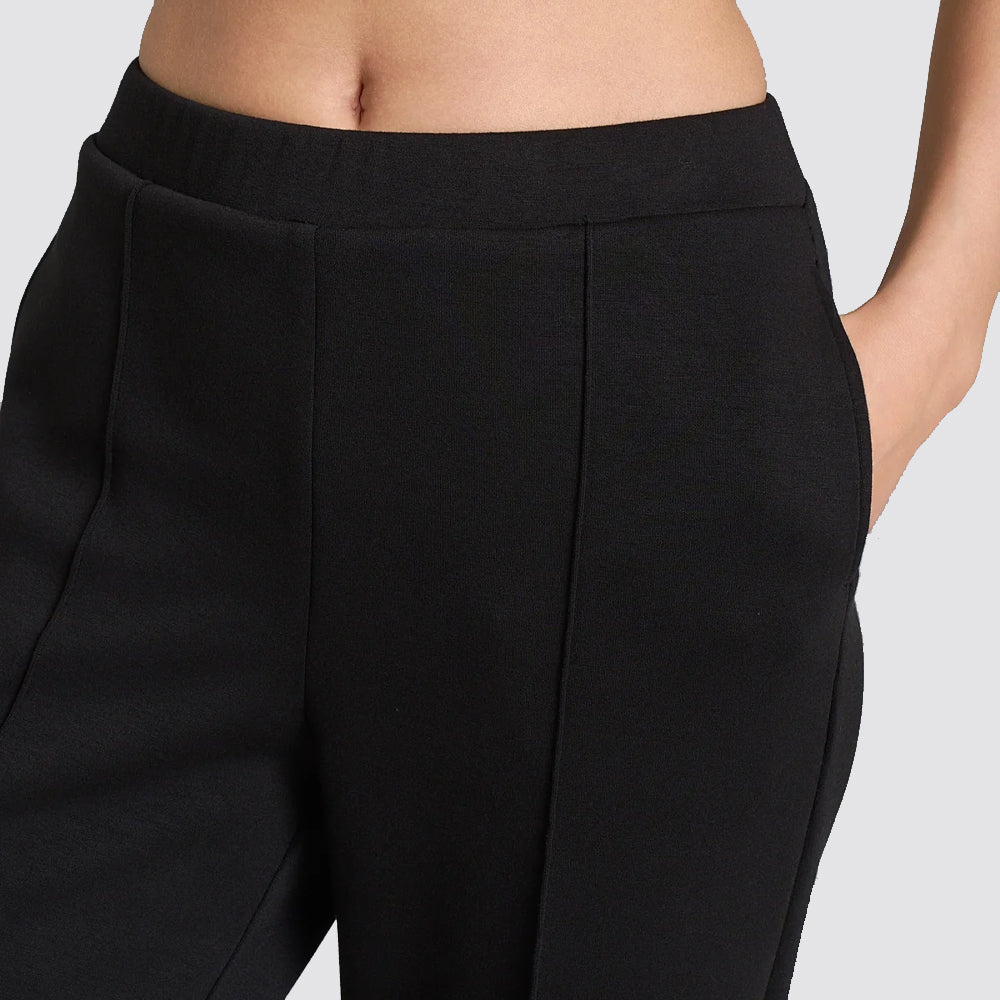 Pantalone donna ragno ampio con tasche in tessuto scuba