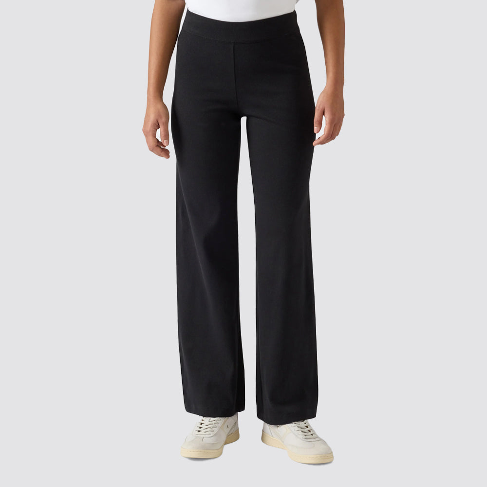 Pantaloni donna gamba ampia a costina icons vita alta casual