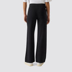 Pantaloni donna gamba ampia a costina icons vita alta casual
