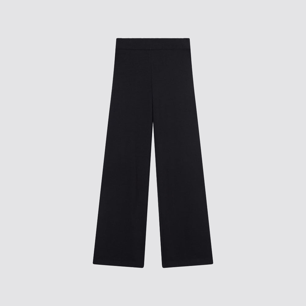 Pantaloni donna gamba ampia a costina icons vita alta casual
