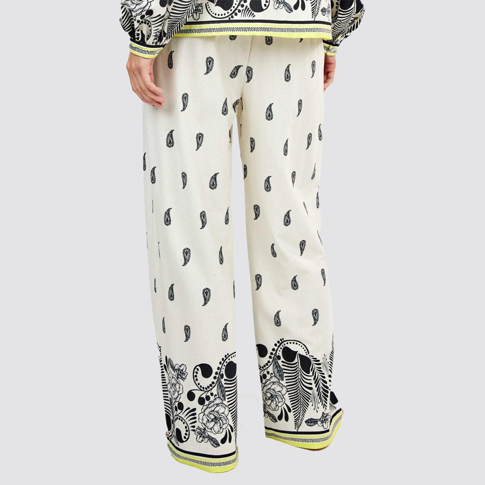 Pantaloni donna gisela in viscosa fantasia paisley