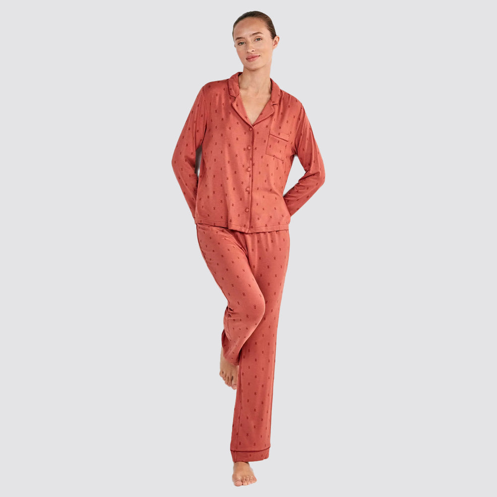 Pigiama donna gisela camicia in viscosa monogramma
