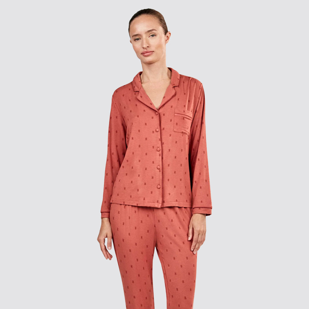 Pigiama donna gisela camicia in viscosa monogramma