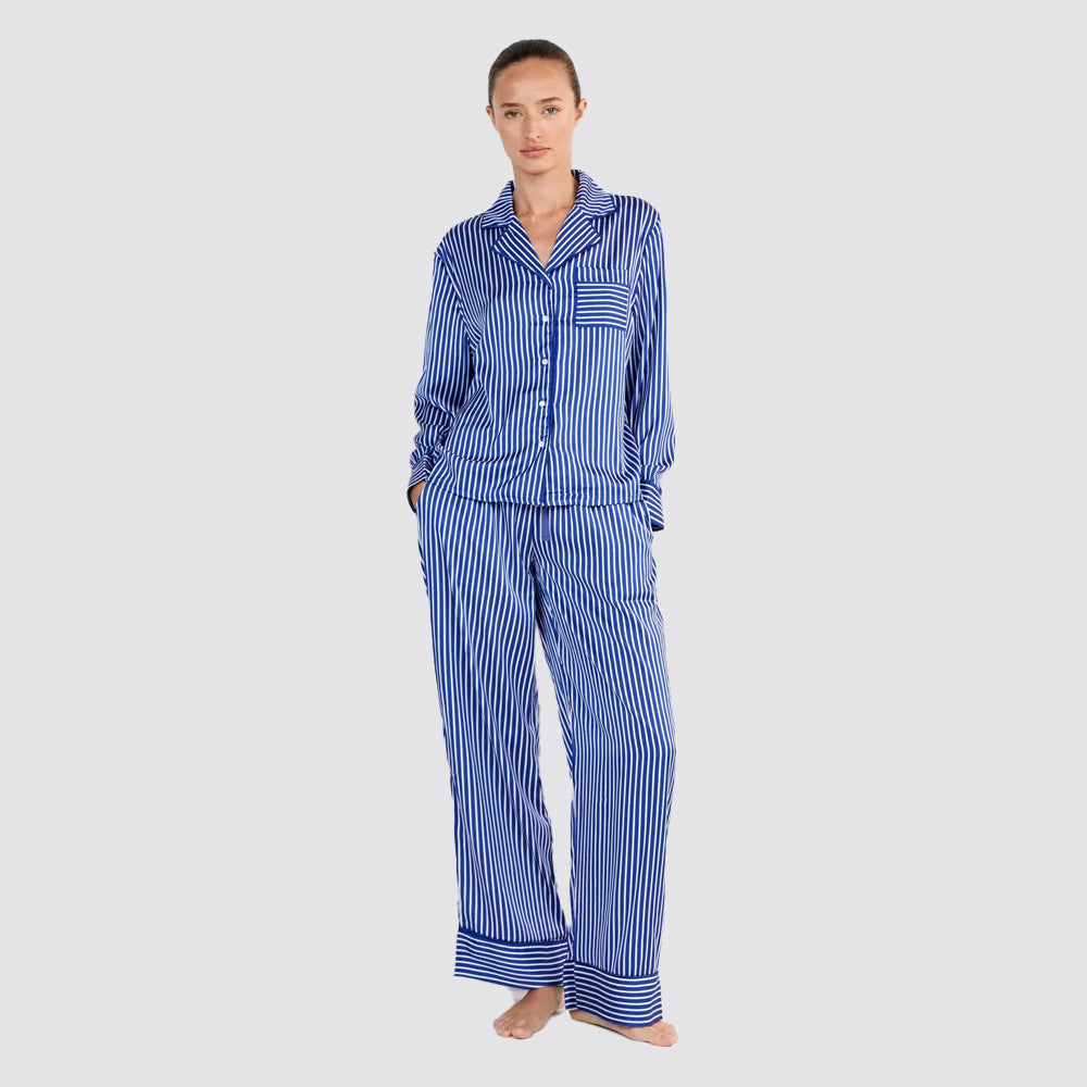 Pigiama donna gisela camicia satinata a righe