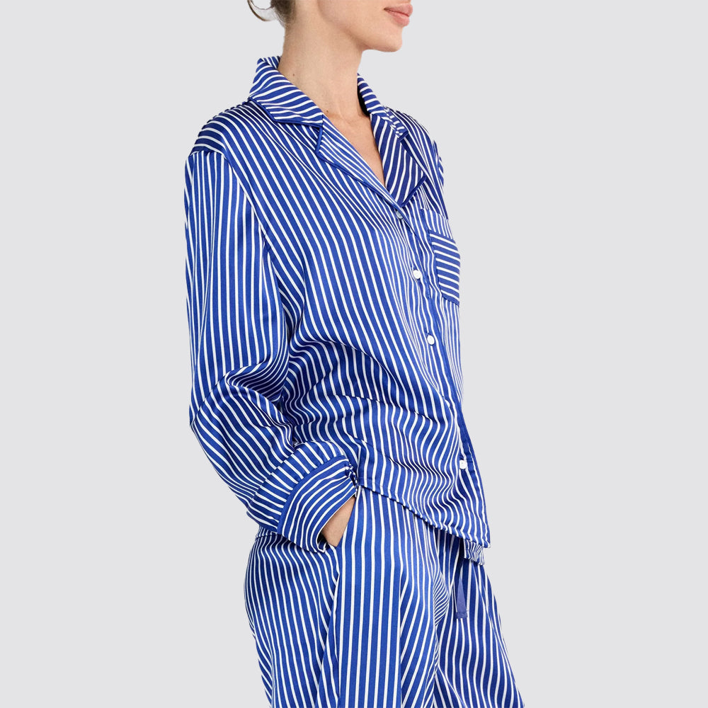 Pigiama donna gisela camicia satinata a righe