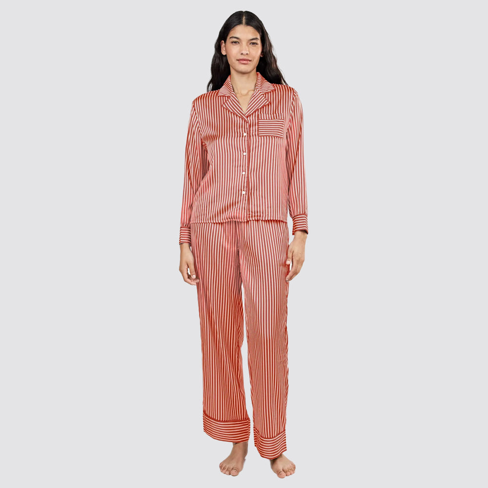 Pigiama donna gisela camicia satinata a righe