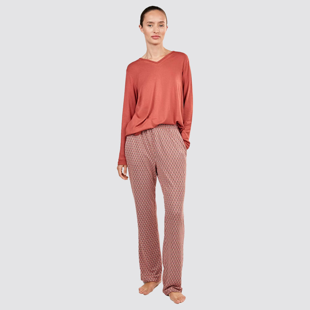 Pigiama donna gisela con tulle e pantaloni geometrici