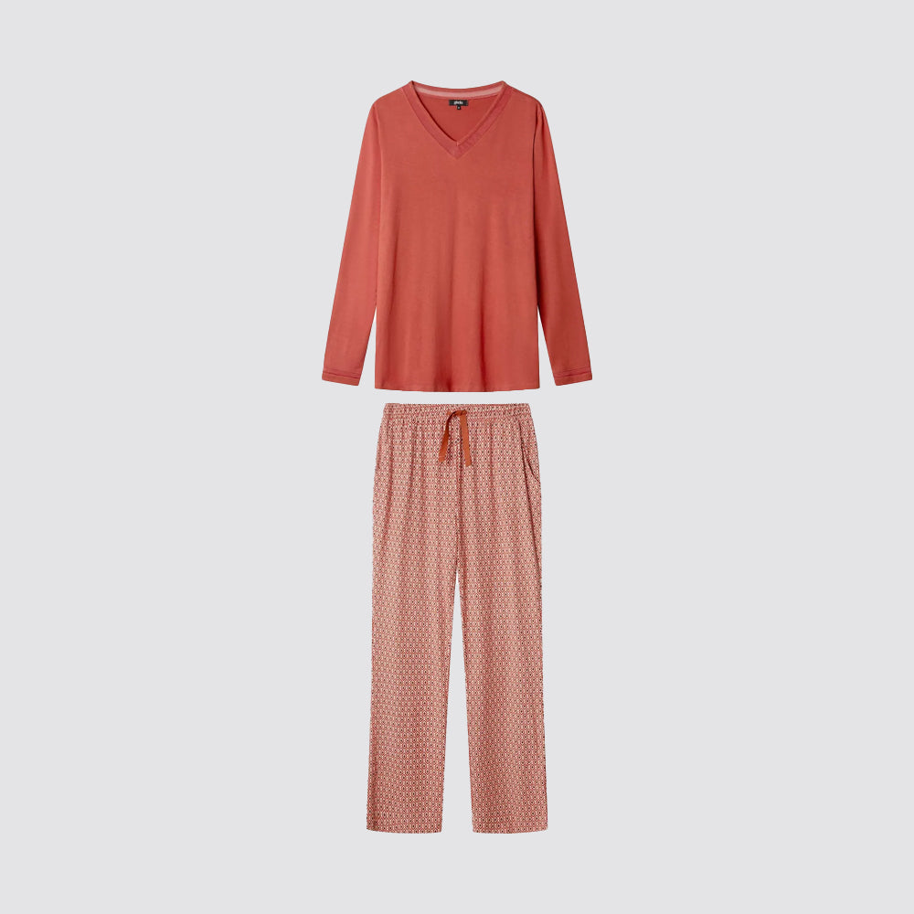 Pigiama donna gisela con tulle e pantaloni geometrici