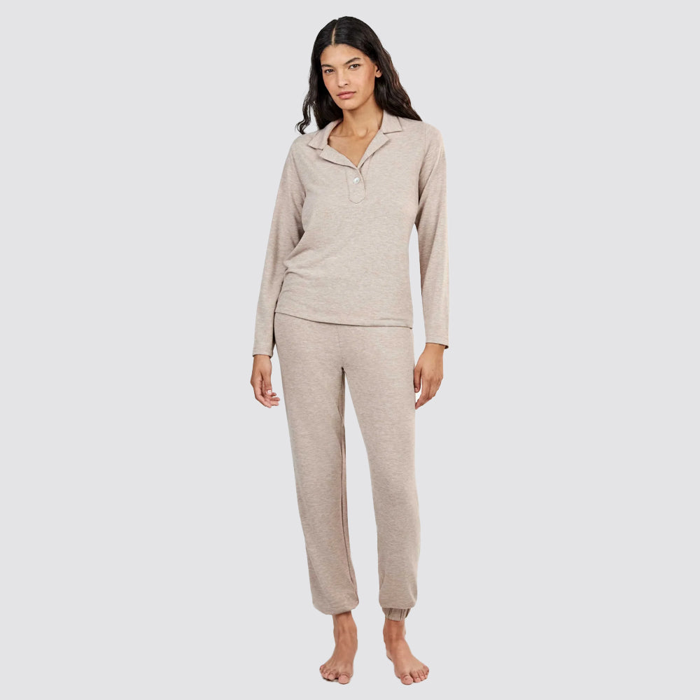 Pigiama donna gisela in maglia con collo polo