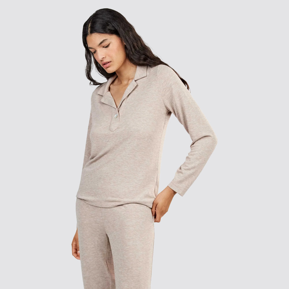 Pigiama donna gisela in maglia con collo polo