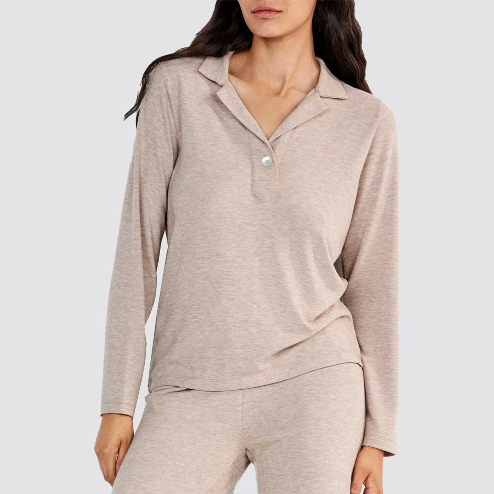 Pigiama donna gisela in maglia con collo polo
