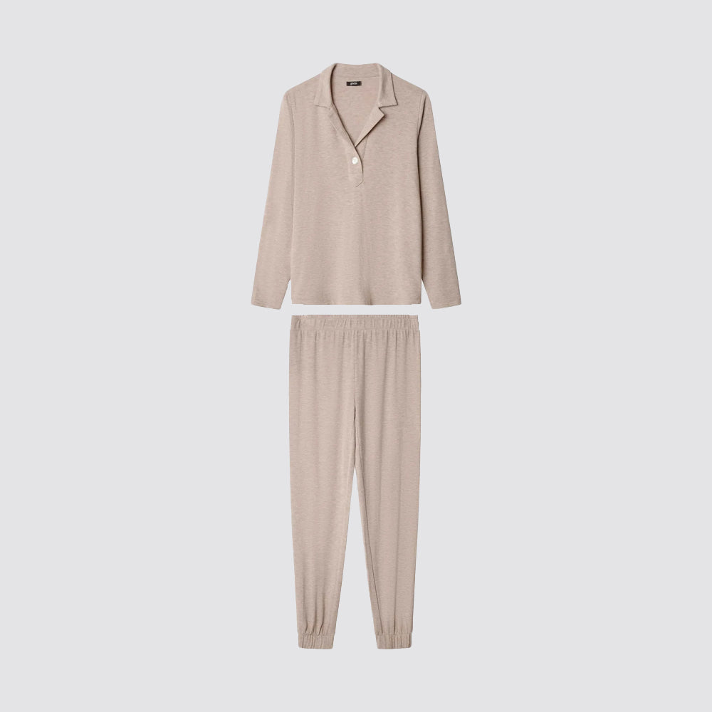 Pigiama donna gisela in maglia con collo polo