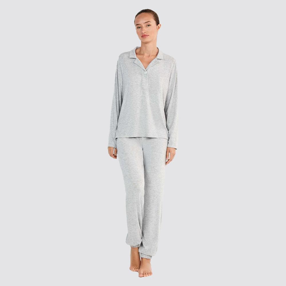 Pigiama donna gisela in maglia con collo polo