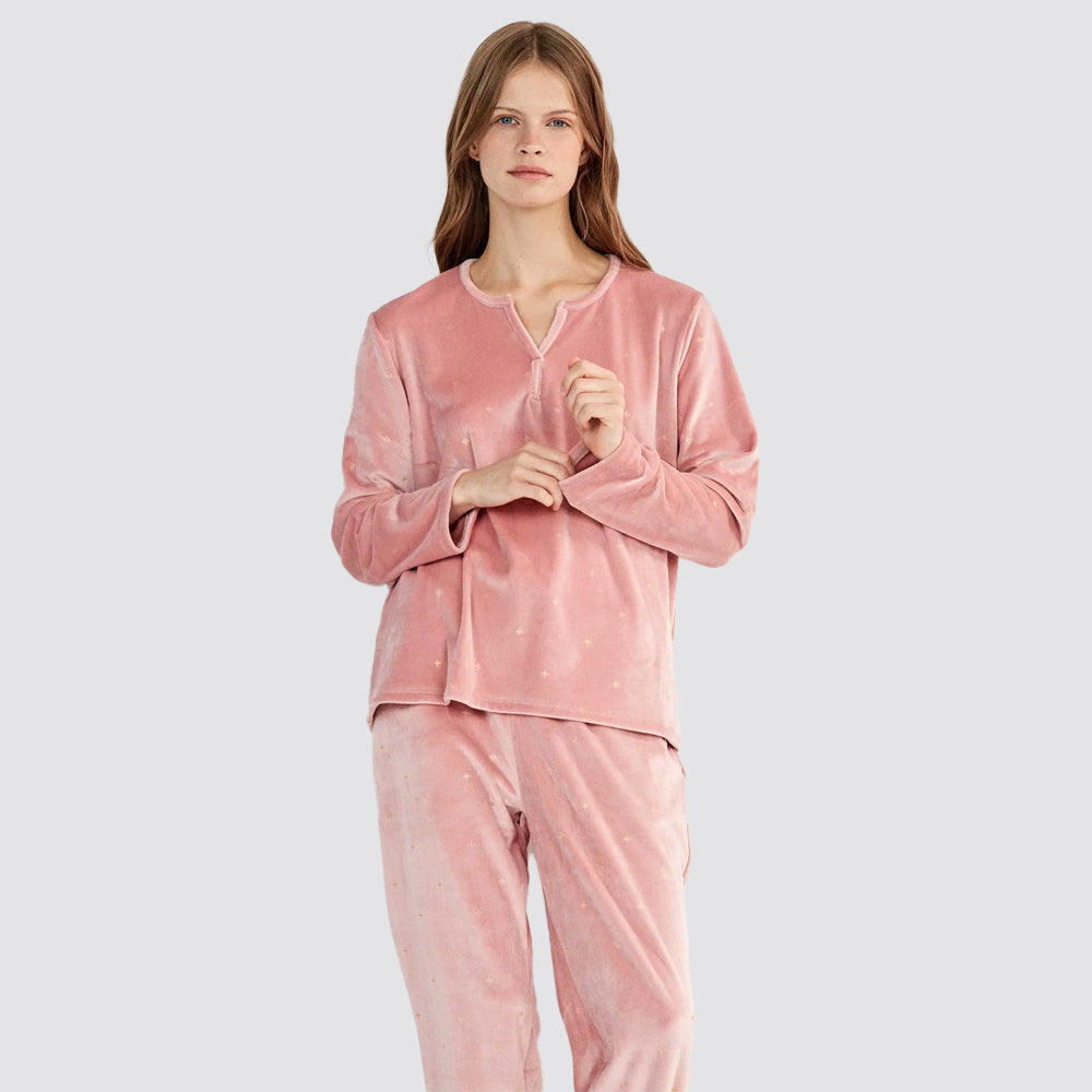 Pigiama donna gisela in pile con stelle glitter