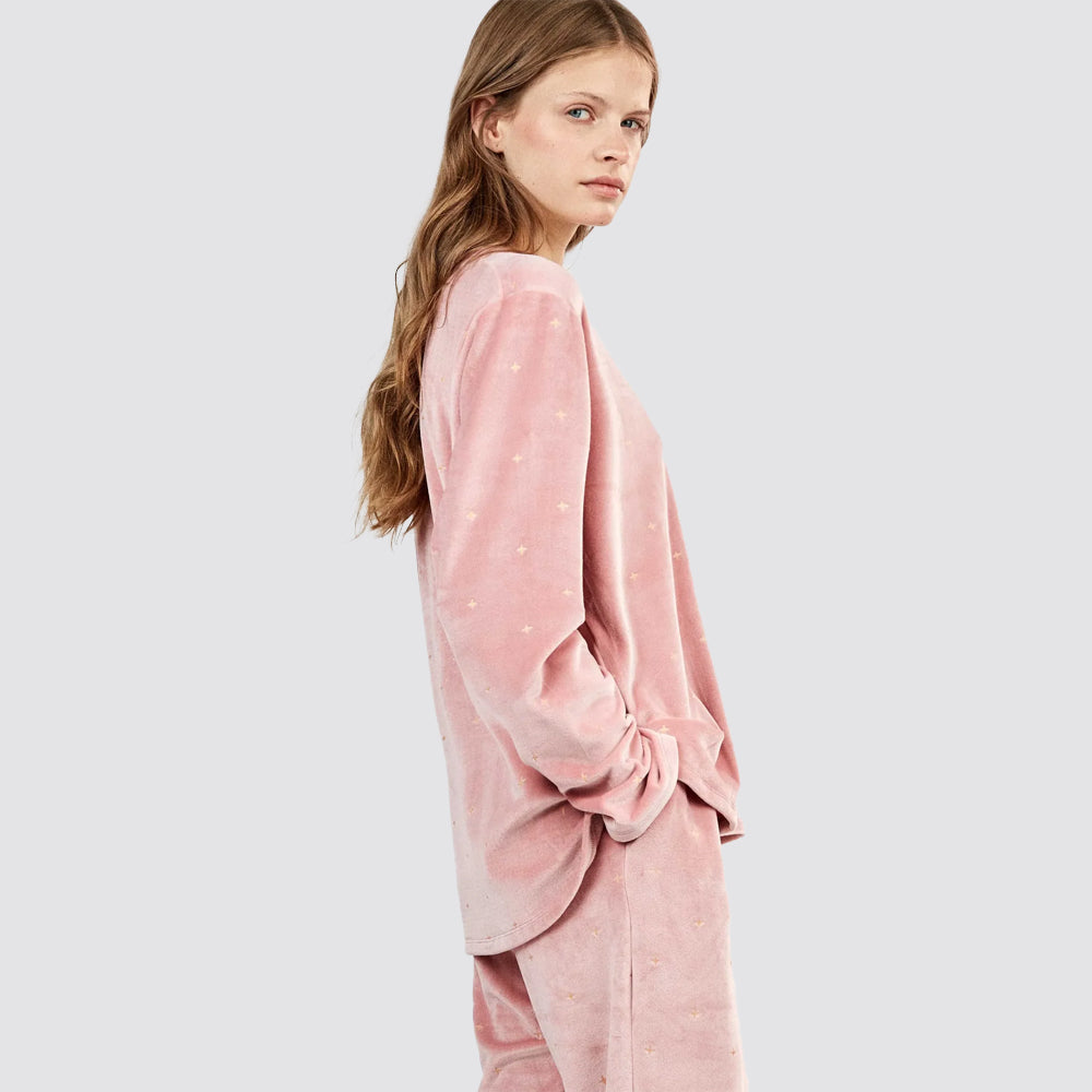 Pigiama donna gisela in pile con stelle glitter