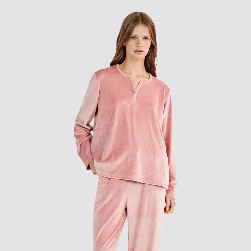 Pigiama donna gisela in pile con stelle glitter