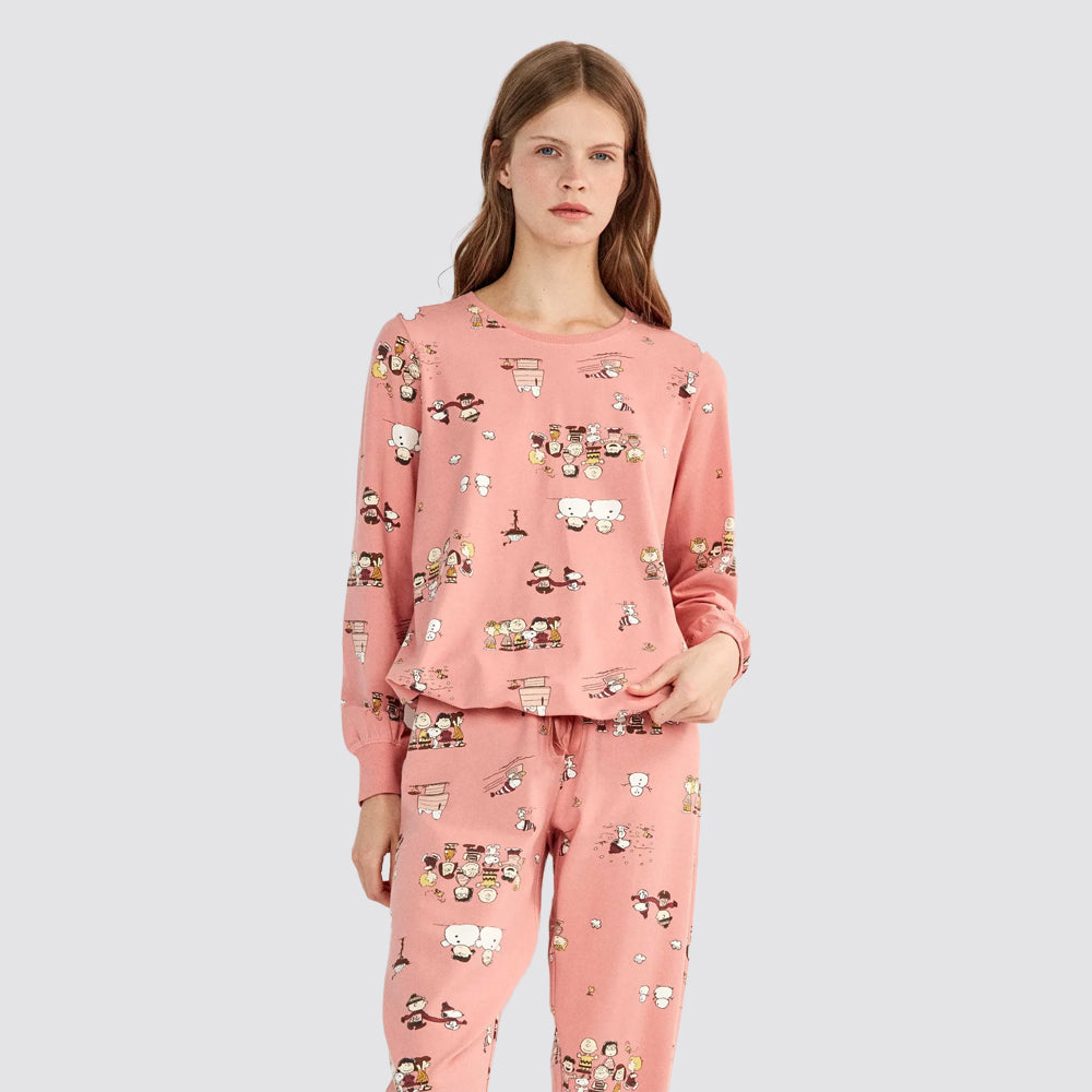 Pigiama donna gisela snoopy in cotone elasticizzato