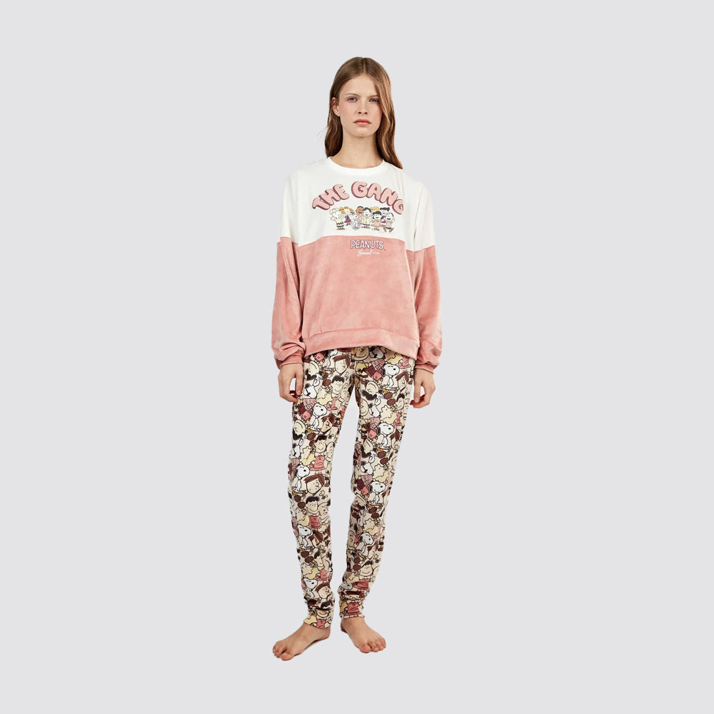 Pigiama donna gisela snoopy in pile elasticizzato