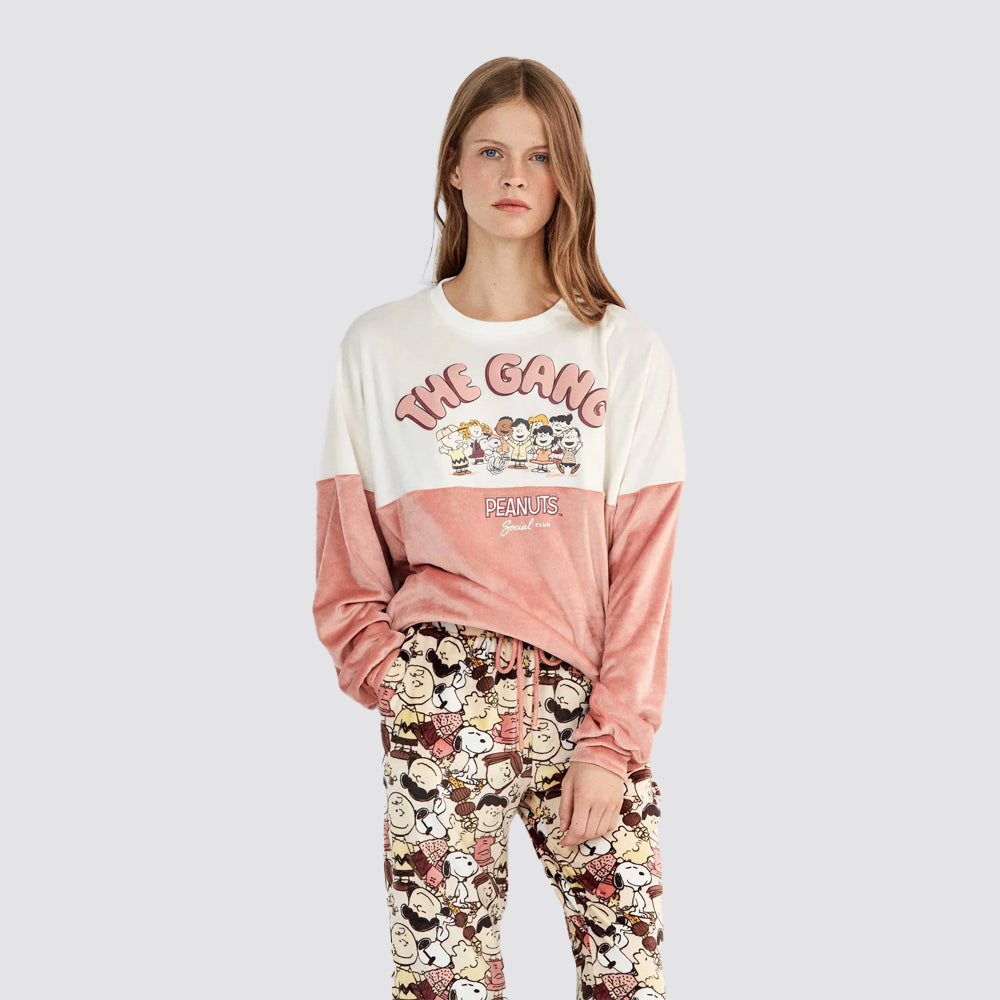 Pigiama donna gisela snoopy in pile elasticizzato
