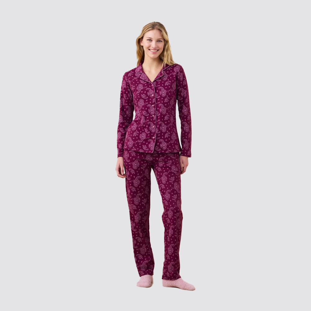 Pigiama donna noi di notte caldo cotone aperto con collo