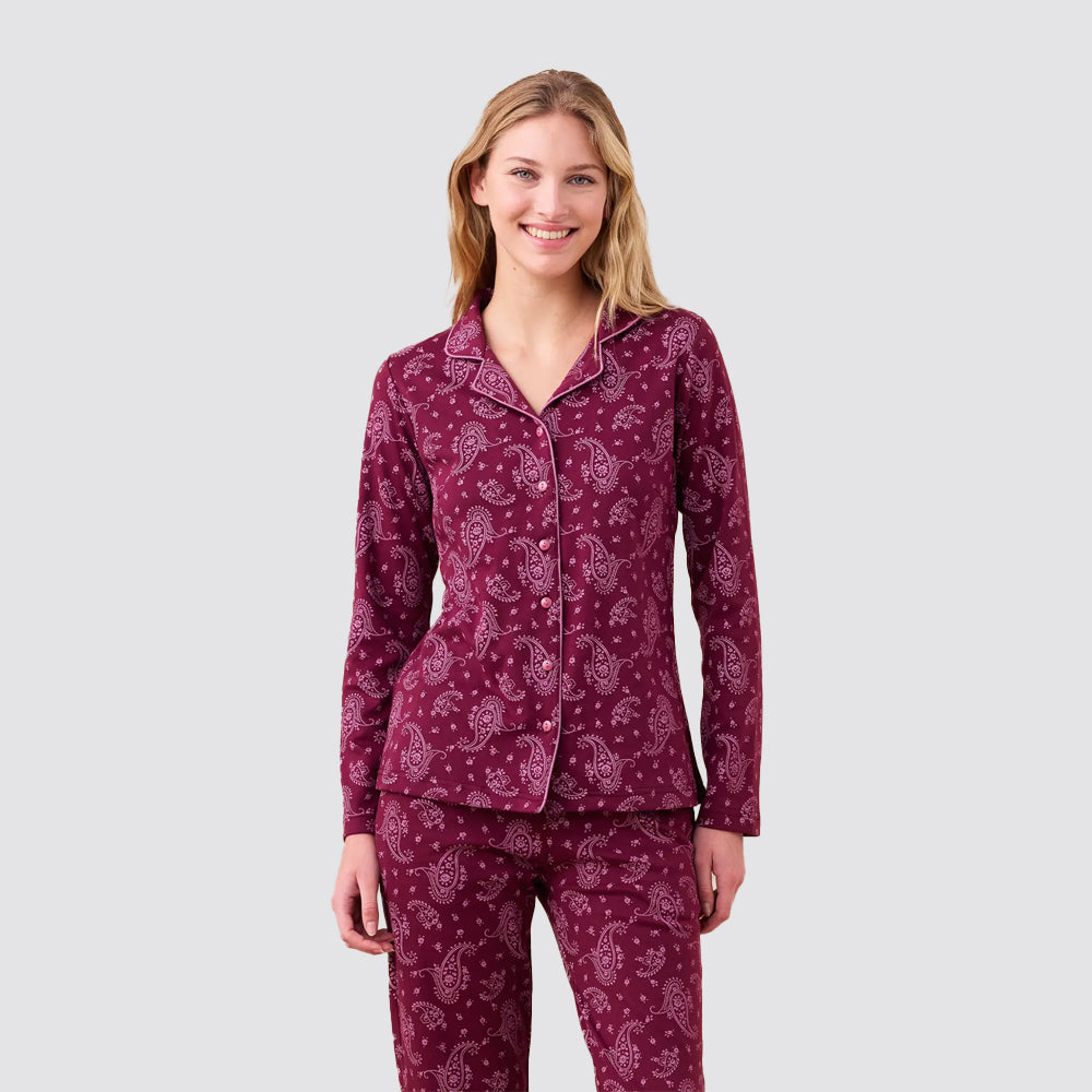 Pigiama donna noi di notte caldo cotone aperto con collo