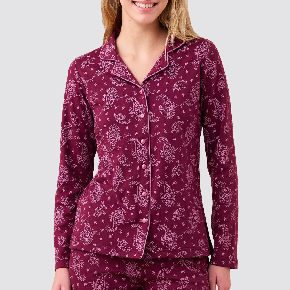 Pigiama donna noi di notte caldo cotone aperto con collo