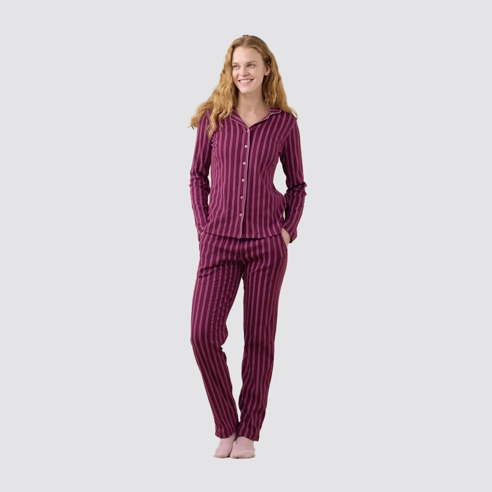 Pigiama donna noi di notte caldo cotone aperto con collo